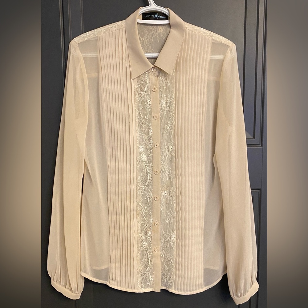 Guess by Marciano Elegant Cream Sheer Blouse